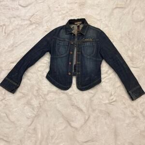 ECKOred/ECKO Unltd. Dark Wash Denim Jacket Embroidered